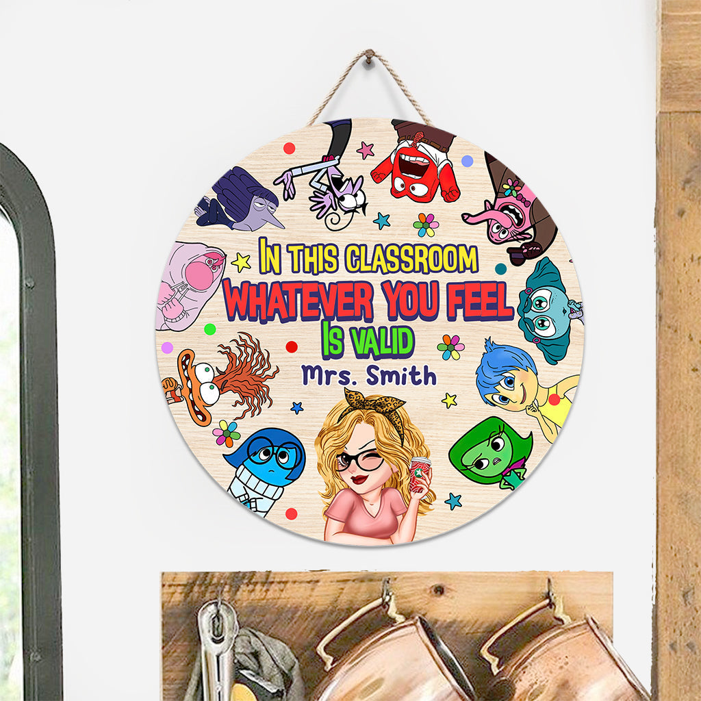 Personalized Classroom Round Wood Sign Custom Name Gift for Teacher