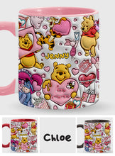 Load image into Gallery viewer, Personalized Accent Mug with Cute Pooh Bear Design for Valentine’s Day or Wedding Gift
