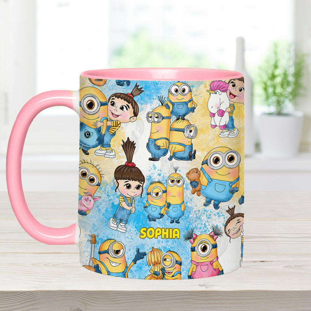 Personalized Yellow Monster Accent Mug for Kids - Custom Name Gift