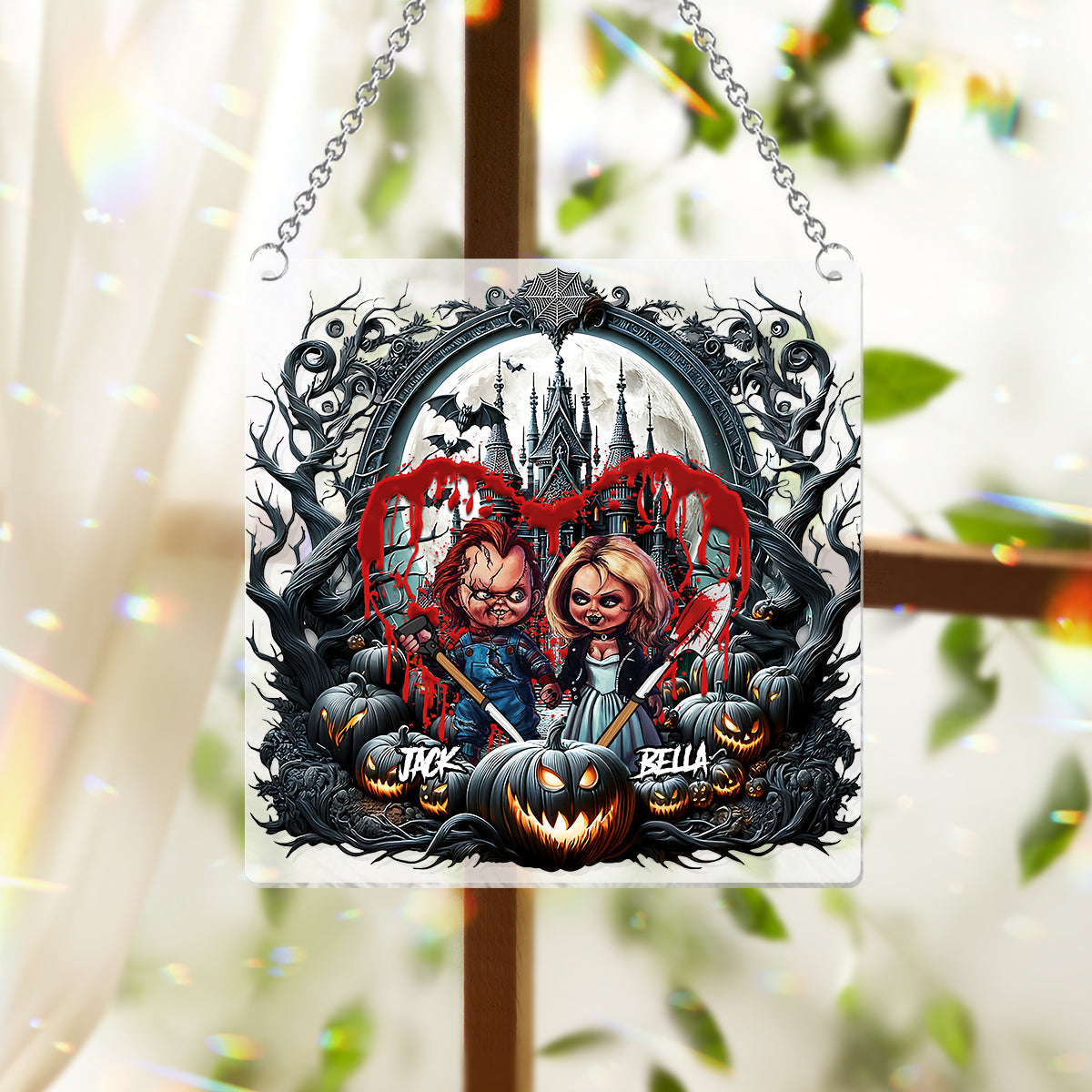 Personalized Halloween Suncatcher Ornament Custom Name Gift