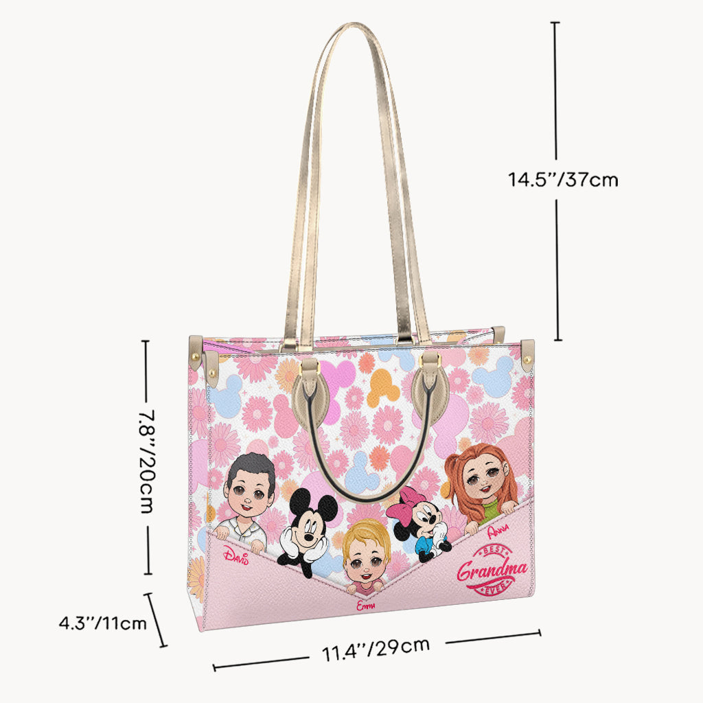Personalized Leather Handbag Best Grandma Gift with Kids' Faces