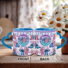 Load image into Gallery viewer, Personalized Heart Handle Mug Ohana Means Family Gift
