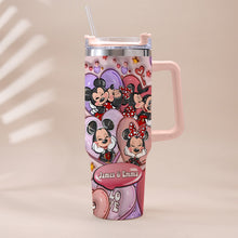 Load image into Gallery viewer, Personalized Mouse Ears Couple Tumbler with Handle for Engagement
