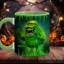 Load image into Gallery viewer, Personalized Green Ghost Accent Mug for Halloween &amp; Birthdays
