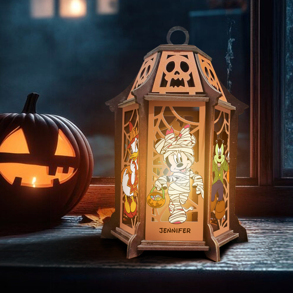 Personalized Halloween Wooden Lantern with Custom Name Decor