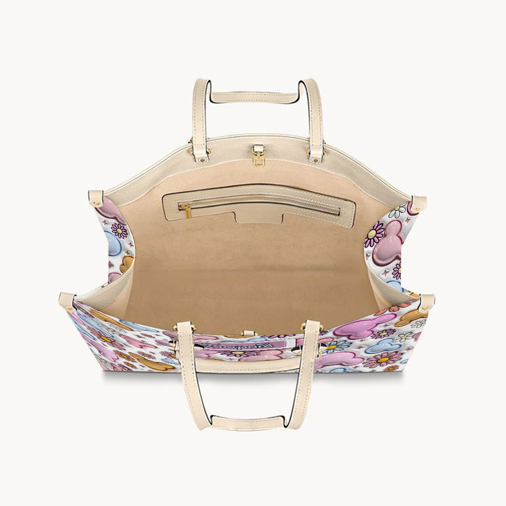 Personalized Leather Handbag with Disney Design for Her