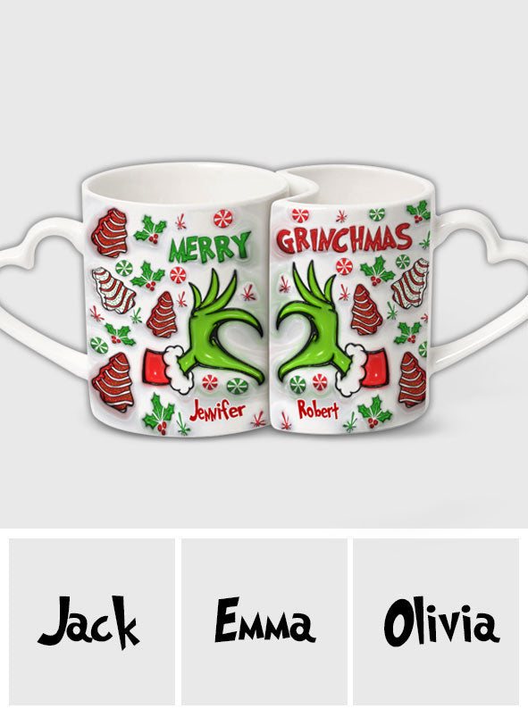 Personalized Couple Matching Heart Handle Mugs Christmas Gift