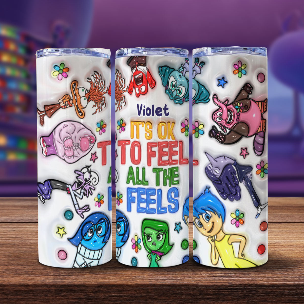 Personalized Stainless Steel Skinny Tumbler Gift for Kids - It's Ok To Feel All The Feels