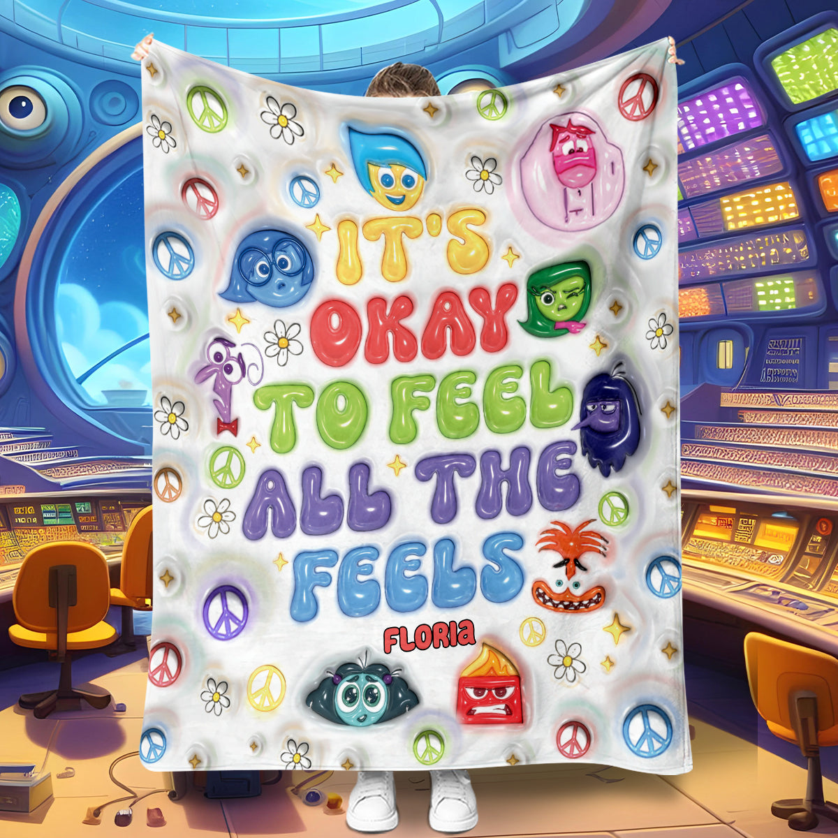Personalized Flannel Blanket 'It's Okay To Feel All The Feels' Gift for Birthday Graduation