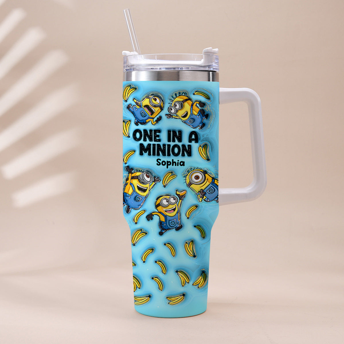 Personalized Minion Tumbler with Handle - Custom Name Gift