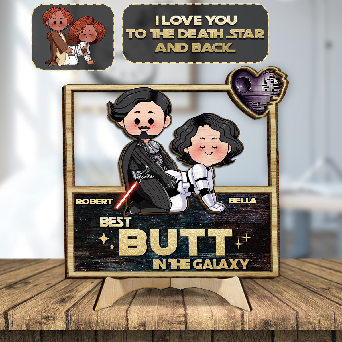 Personalized Star Wars 2 Layered Wood Sign Gift for Couples