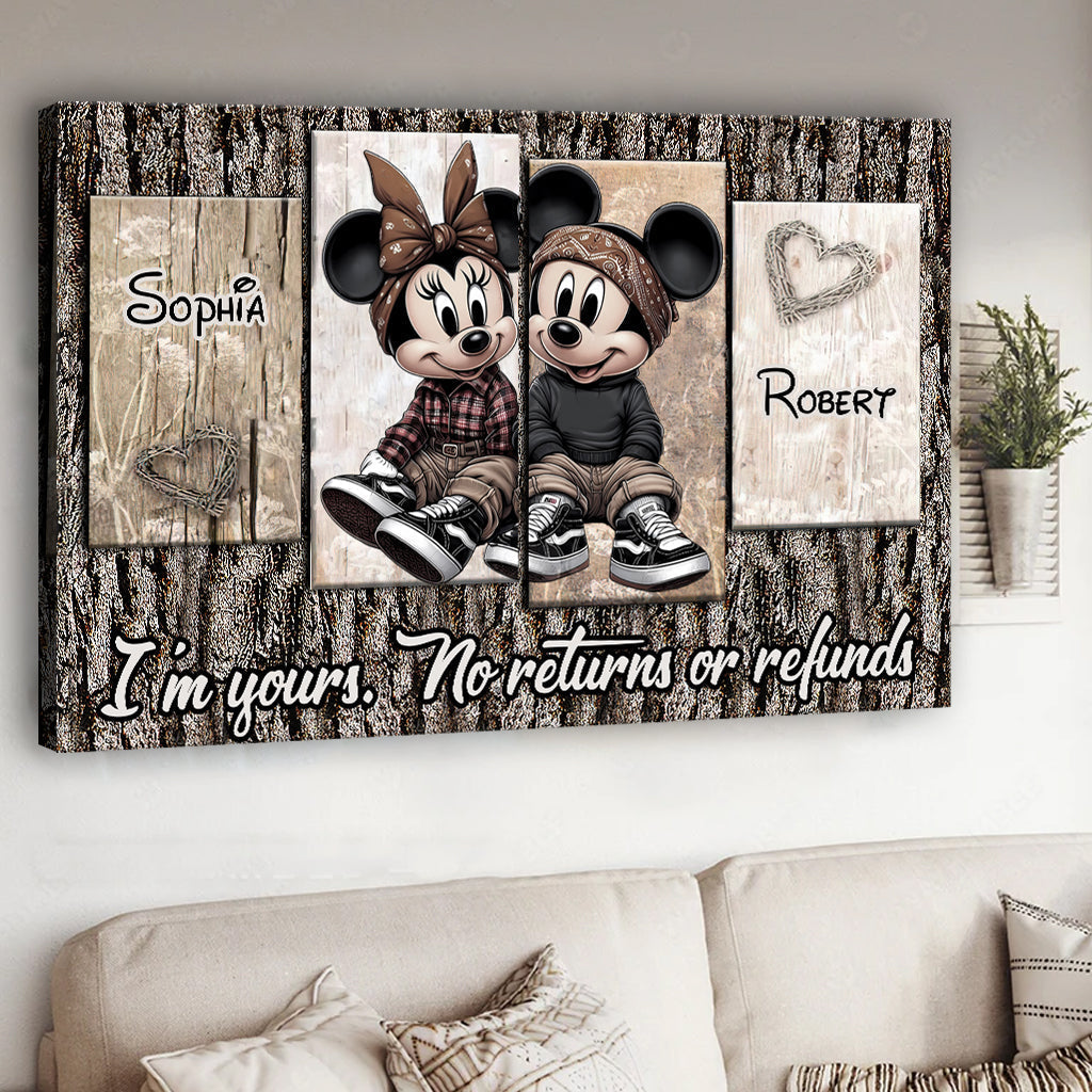 Personalized Mouse Mickey Minnie Canvas Art Gift for Couple