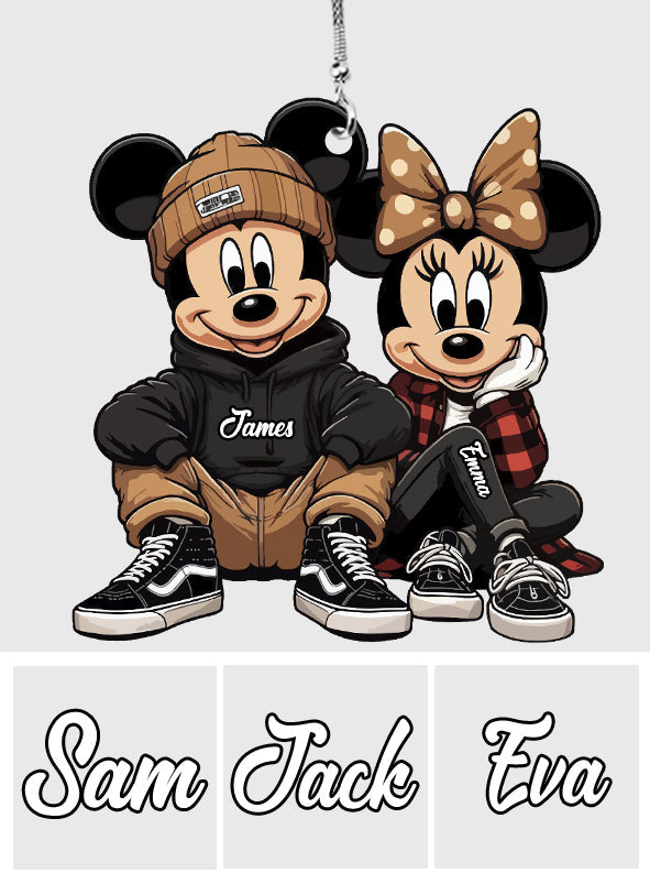 Personalized Chicano Mouse Couple Car Ornament Gift for Christmas