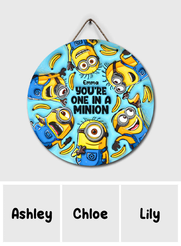 Personalized Round Wood Sign with Minions Design for Kids