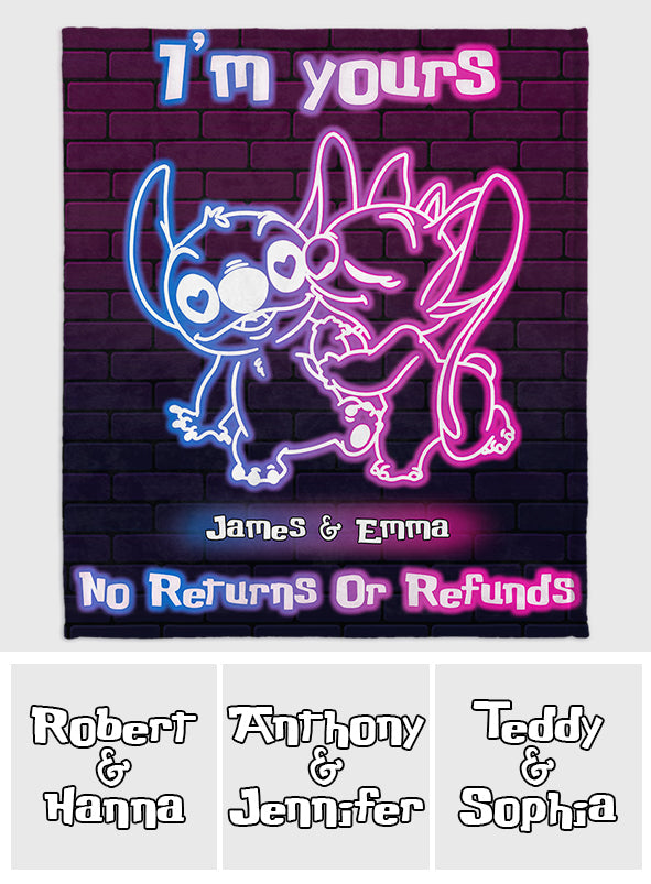 Personalized Neon Effect Ohana Blanket Custom Names Gift for Couples