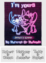 Load image into Gallery viewer, Personalized Neon Effect Ohana Blanket Custom Names Gift for Couples
