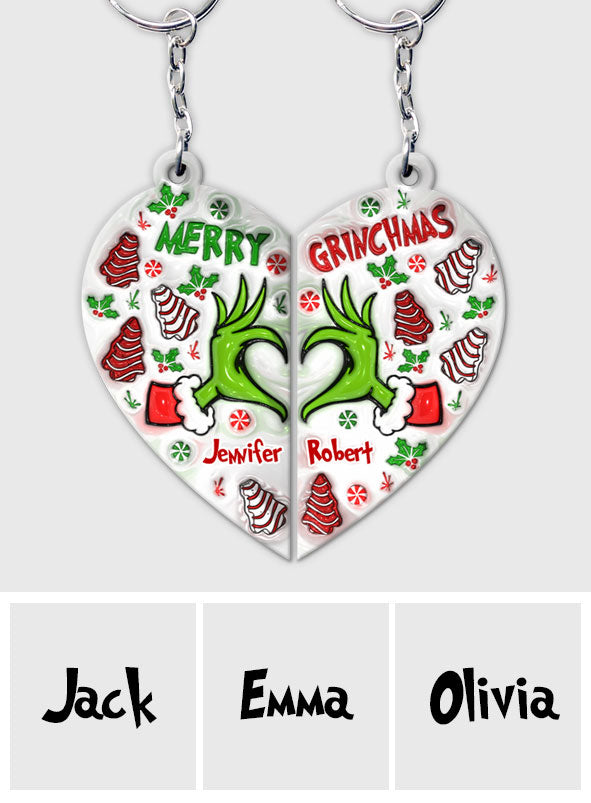 Personalized Christmas Couple Matching Keychain Custom Name Gift