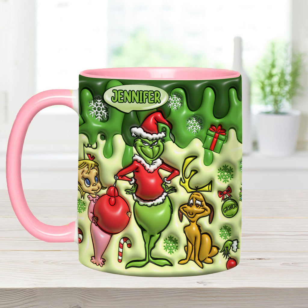 Personalized Grinch Accent Mug & Coaster Custom Name Gift
