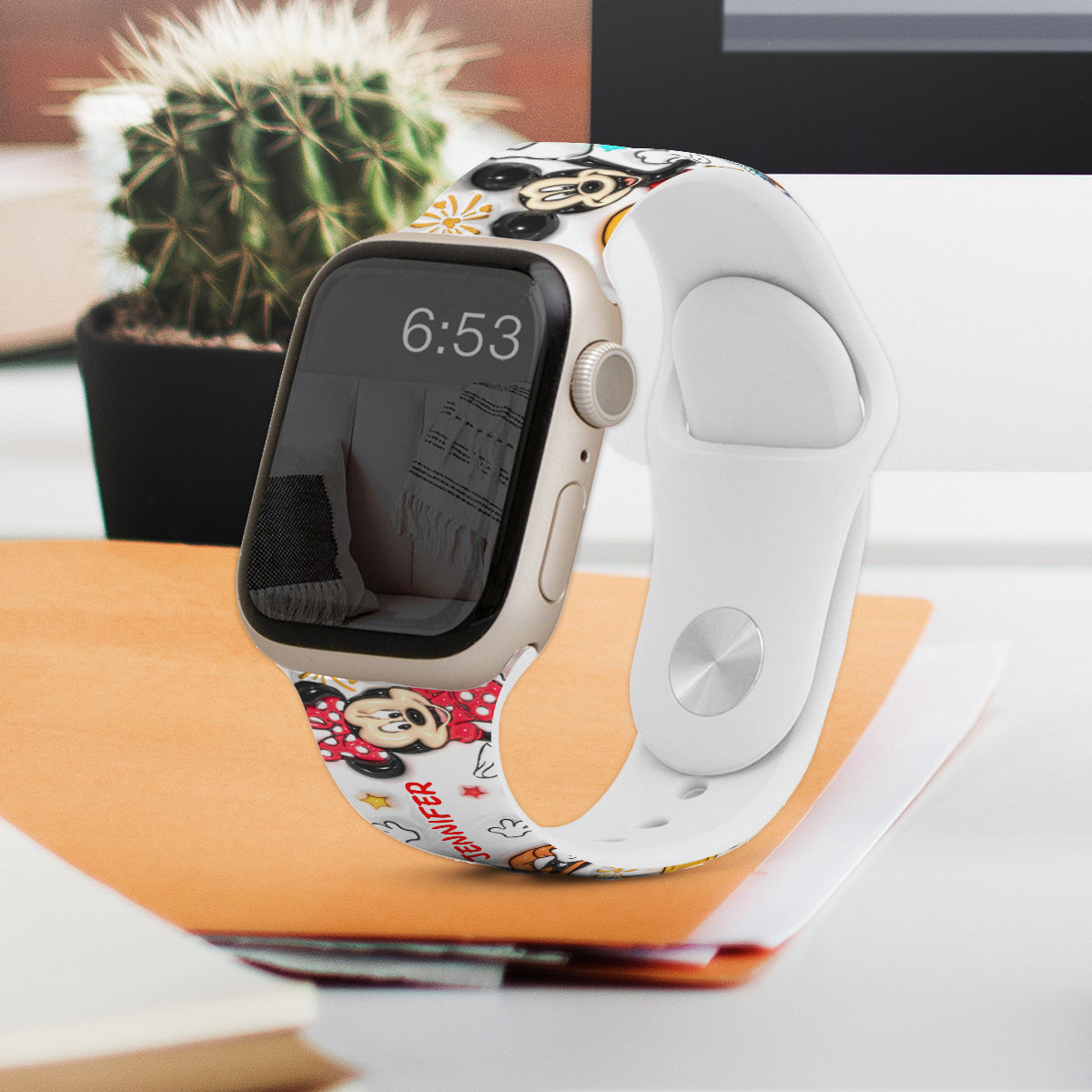 Personalized Puffy Mouse Ears Apple Watch Band Custom Name Gift