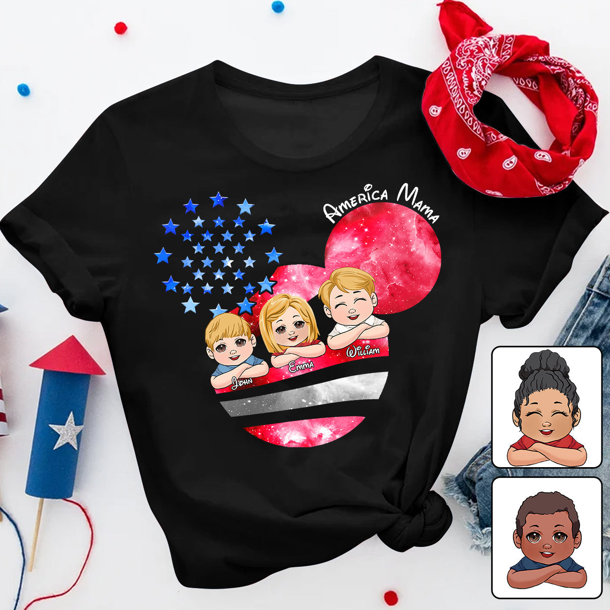 Personalized America Mama T-Shirt & Hoodie Custom Family Gift
