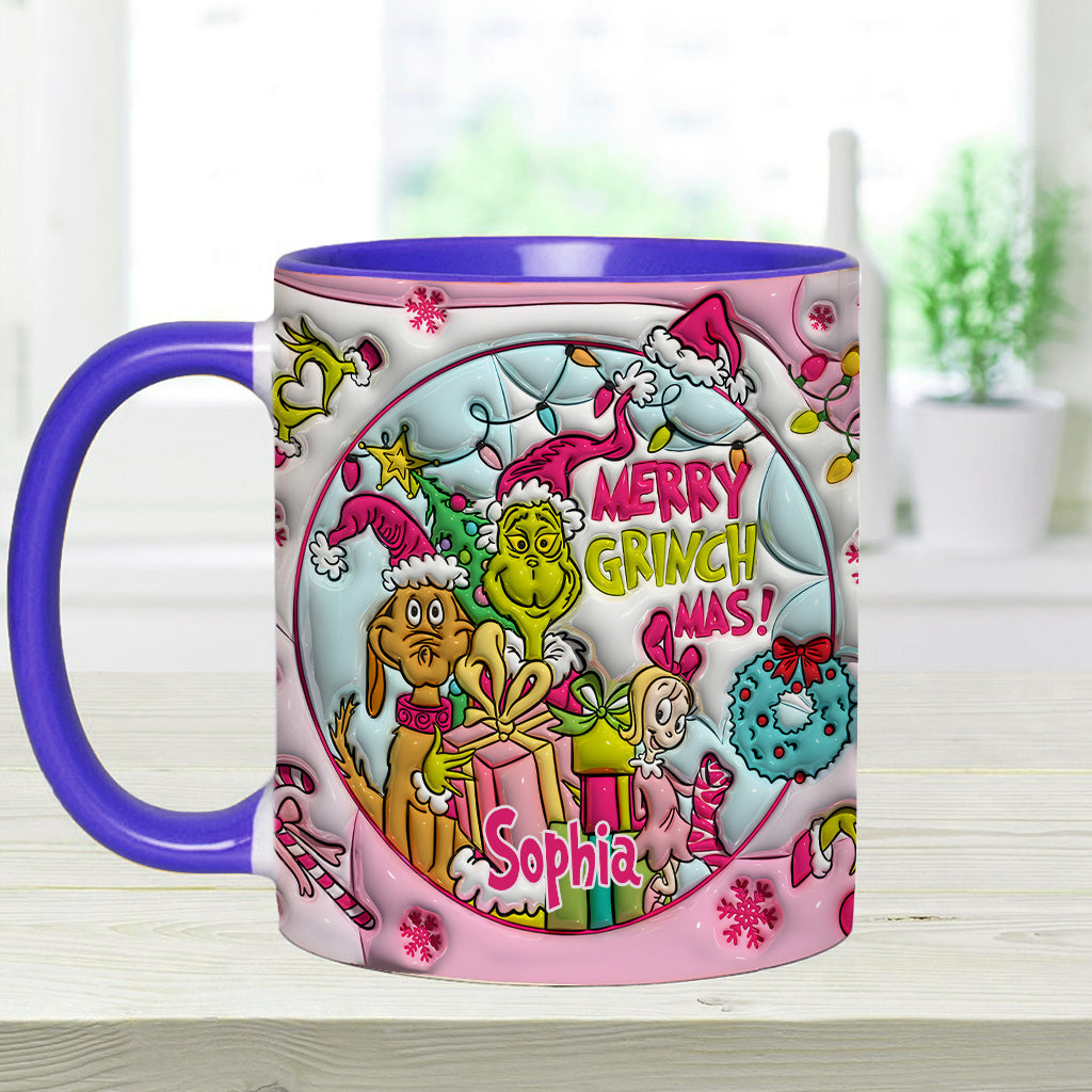Personalized Merry Grinchmas Accent Mug Custom Name Holiday Gift