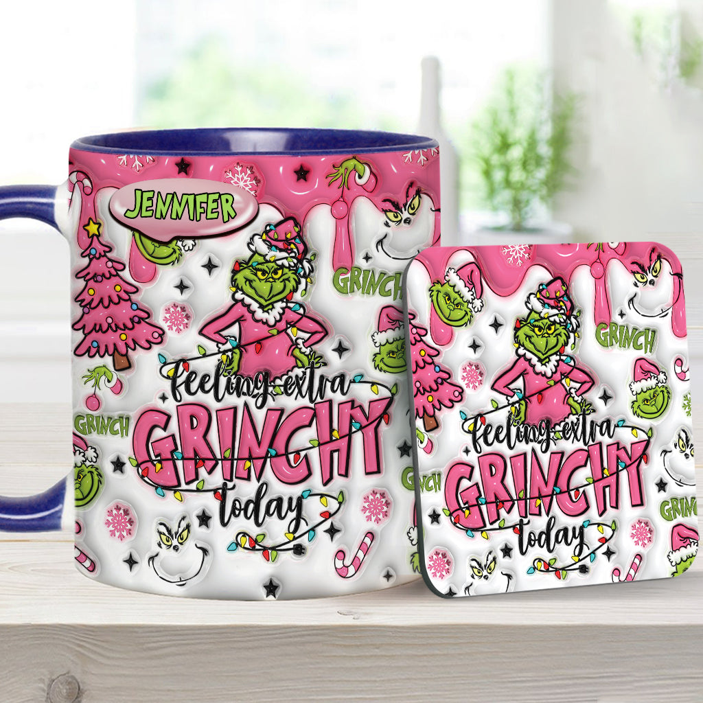 Personalized Grinch Accent Mug & Coaster Gift for Christmas
