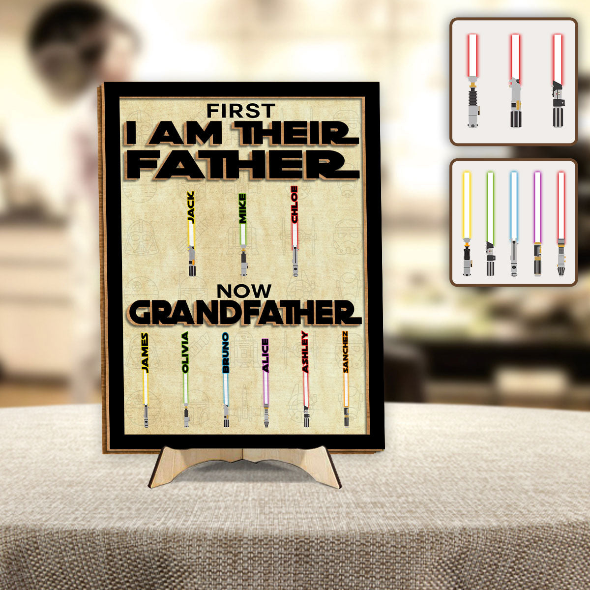 Personalized 2 Layered Wood Sign for Grandfather with Custom Names