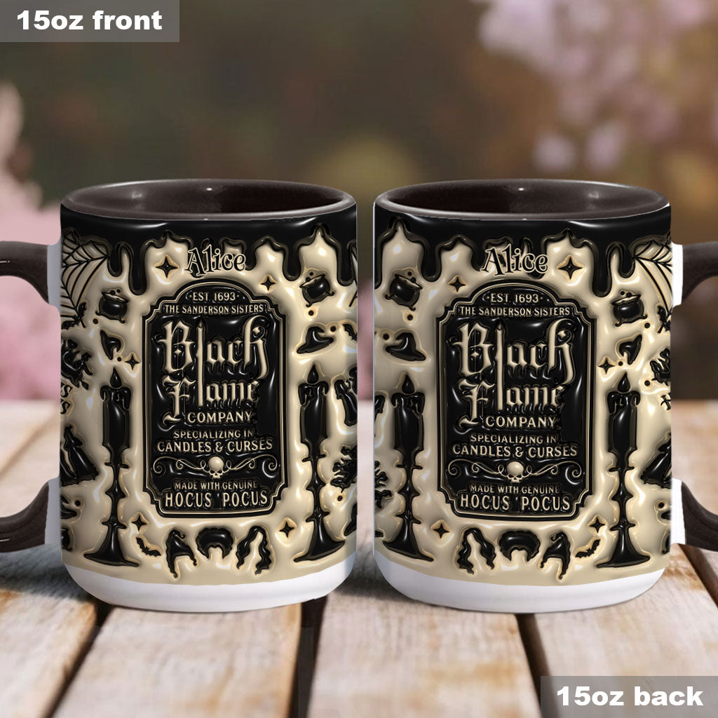 Personalized Black Flame Company Accent Mug Custom Name Halloween Gift