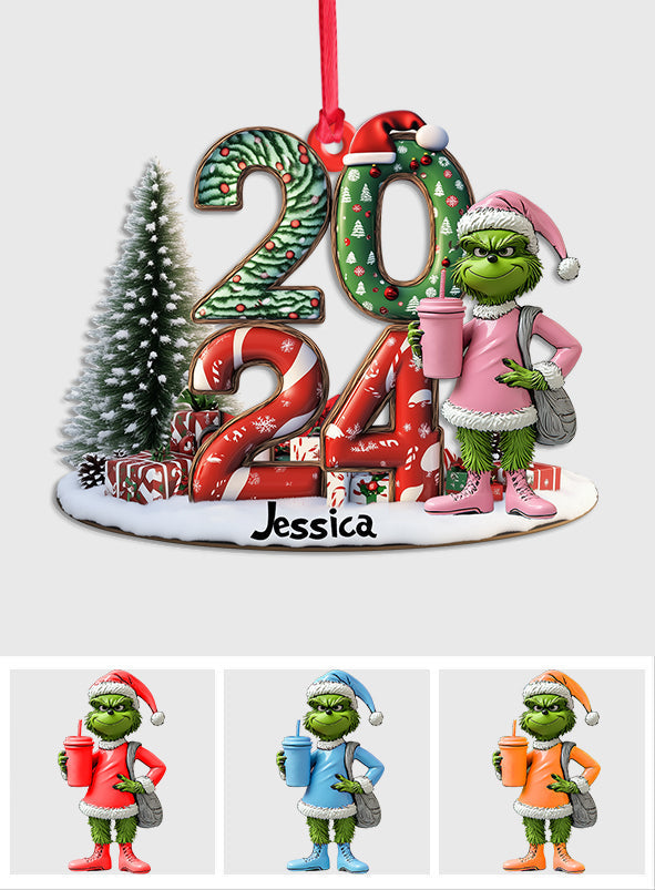 Personalized Grinch Christmas Ornament Custom Shaped Gift 2024