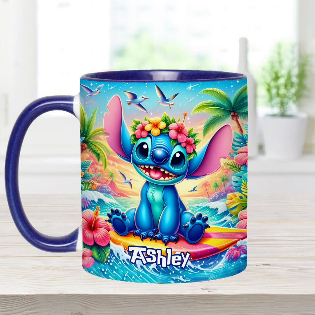 Personalized Ohana Accent Mug Custom Name Tropical Gift