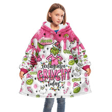 Load image into Gallery viewer, Personalized Grinchy Blanket Hoodie Custom Name Gift for Kids
