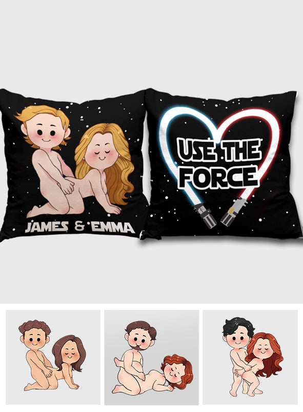 Personalized Use The Force Throw Pillow Custom Couple Gift