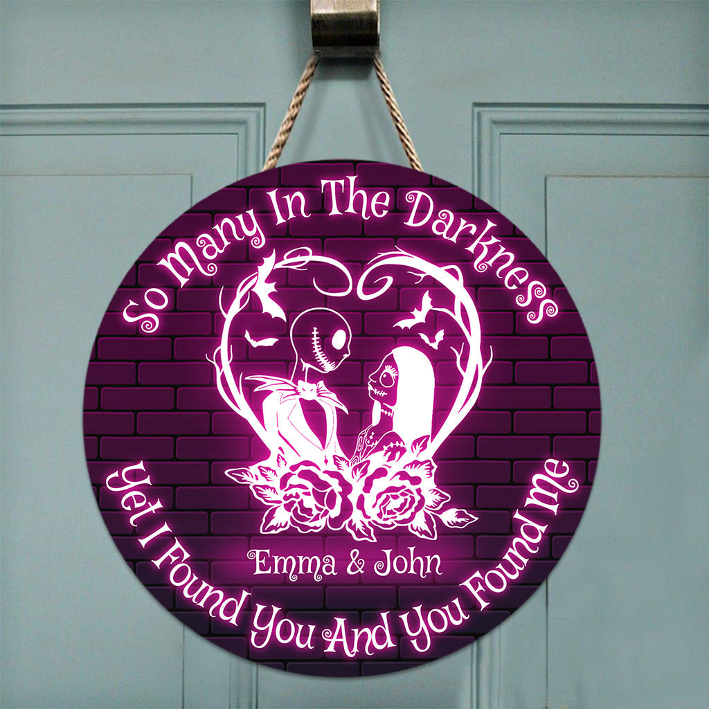 Personalized Halloween Round Wood Sign Custom Name Gift for Couple