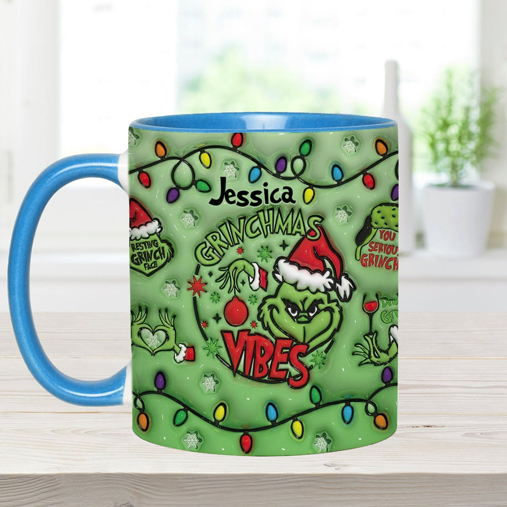 Personalized Grinchmas Vibes Accent Mug Custom Name Gift