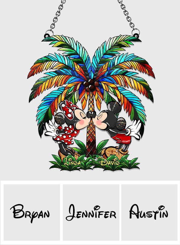 Personalized Palm Tree Suncatcher Ornament Gift for Couples