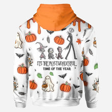 Load image into Gallery viewer, Personalized Autumn Skeleton All Over Shirt Custom Name Halloween Gift
