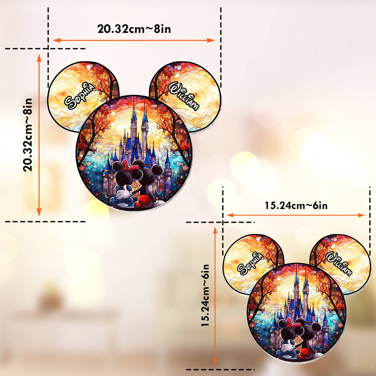 Personalized Disney Castle Suncatcher Ornament Gift for Couples