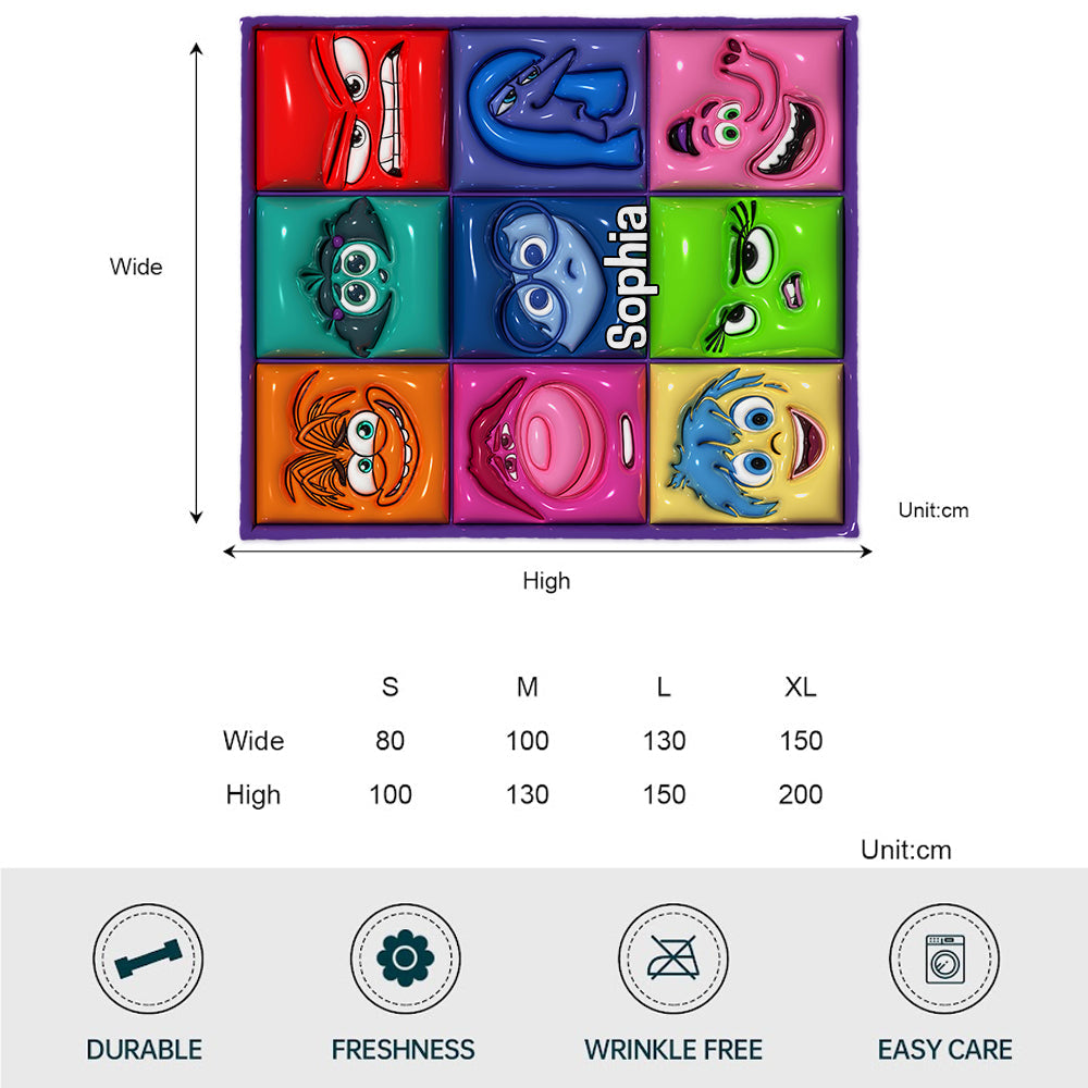 Personalized Flannel Blanket with Emotions Design for Kids