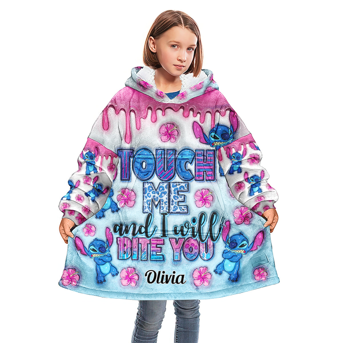 Personalized Ohana Blanket Hoodie Custom Name Soft Gift