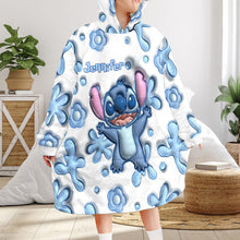 Load image into Gallery viewer, Personalized Blanket Hoodie with Custom Name and Stitch Design
