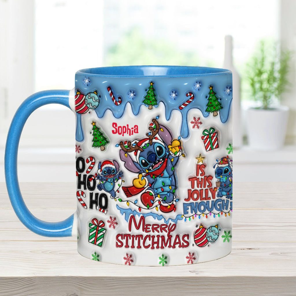 Personalized Merry Stitchmas Accent Mug Custom Name Gift