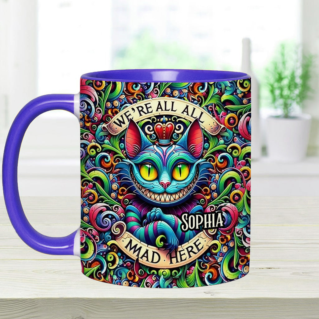 Personalized Ceramic Accent Mug with Colorful Cat Design for Birthdays or Christmas