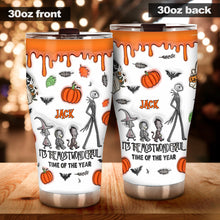 Load image into Gallery viewer, Personalized Halloween Tumbler with Autumn Skeleton Design for Unique Gifts
