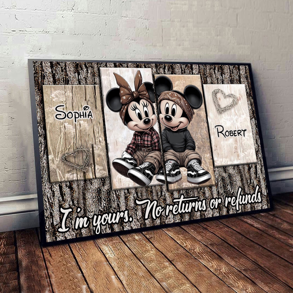Personalized Mouse Mickey Minnie Canvas Art Gift for Couple