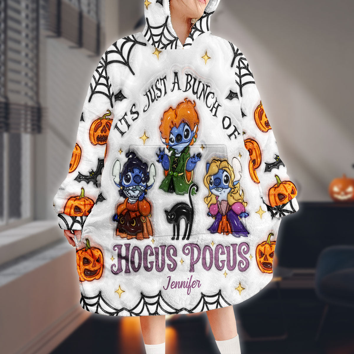 Personalized Halloween Blanket Hoodie Custom Name Soft and Cozy