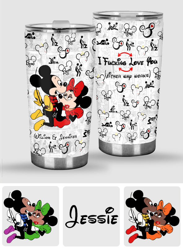 Personalized I Love You Mouse Couple Tumbler Custom Name Gift