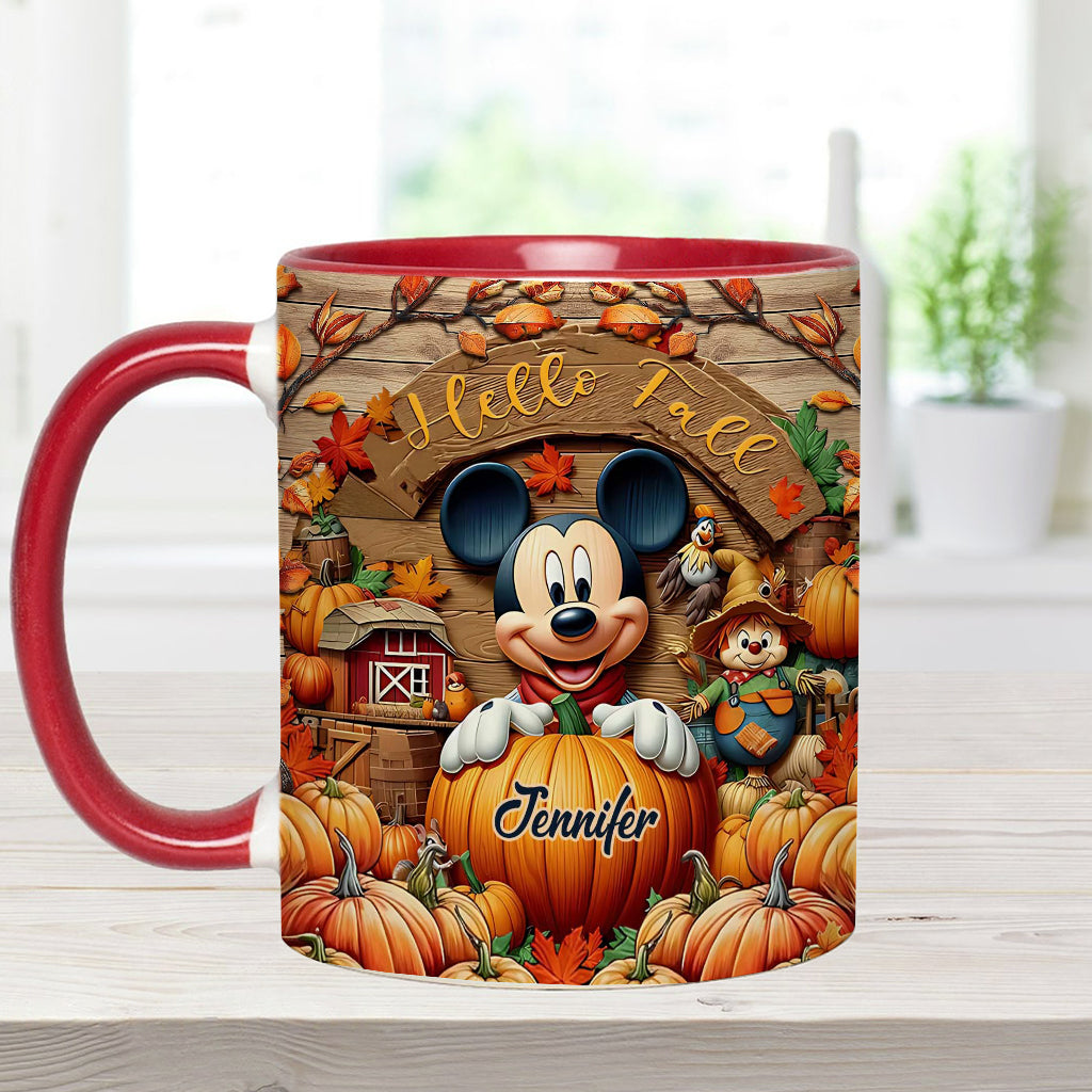Personalized Hello Fall Accent Mug Custom Name Gift Idea