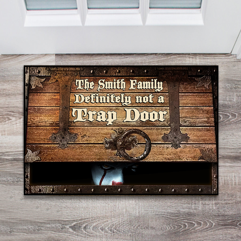 Personalized Family Doormat Funny Trap Door Design Custom Name