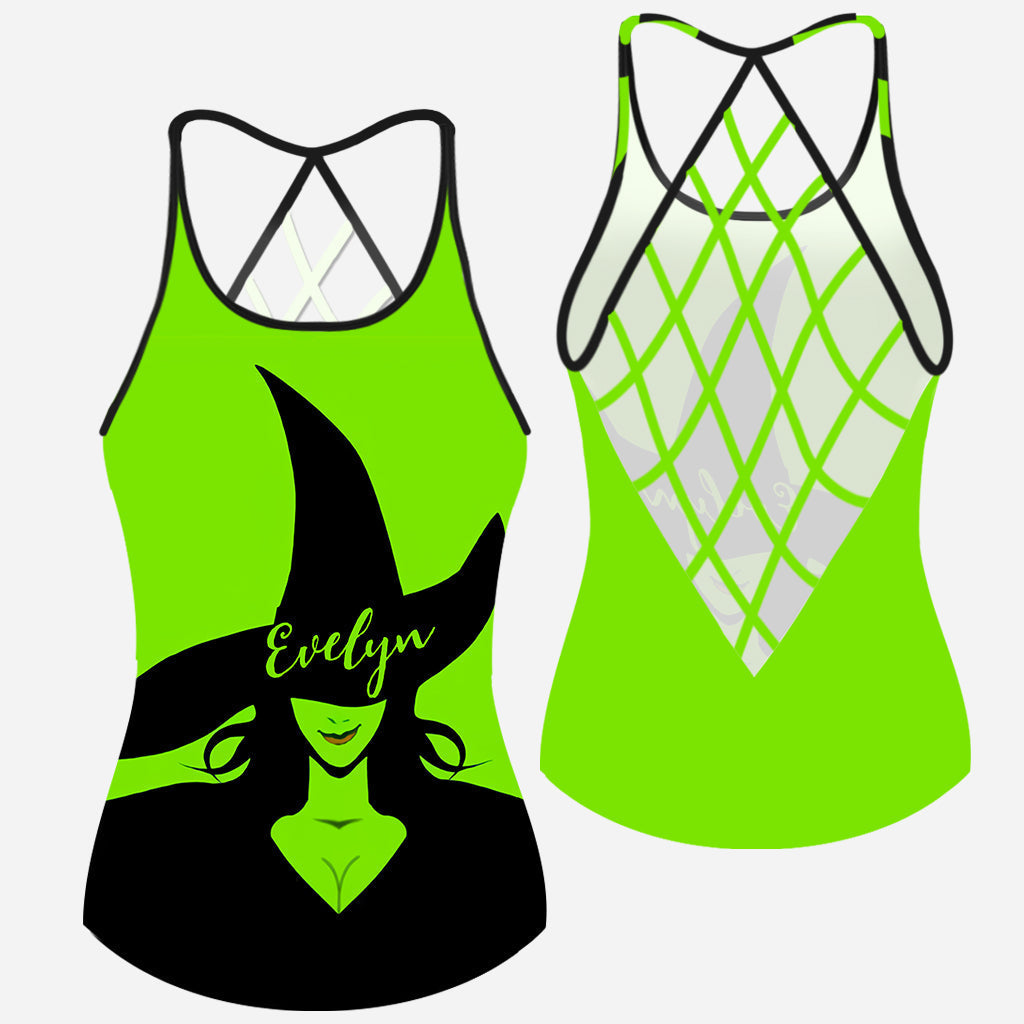 Personalized Witch Cross Tank Top with Custom Name for Halloween