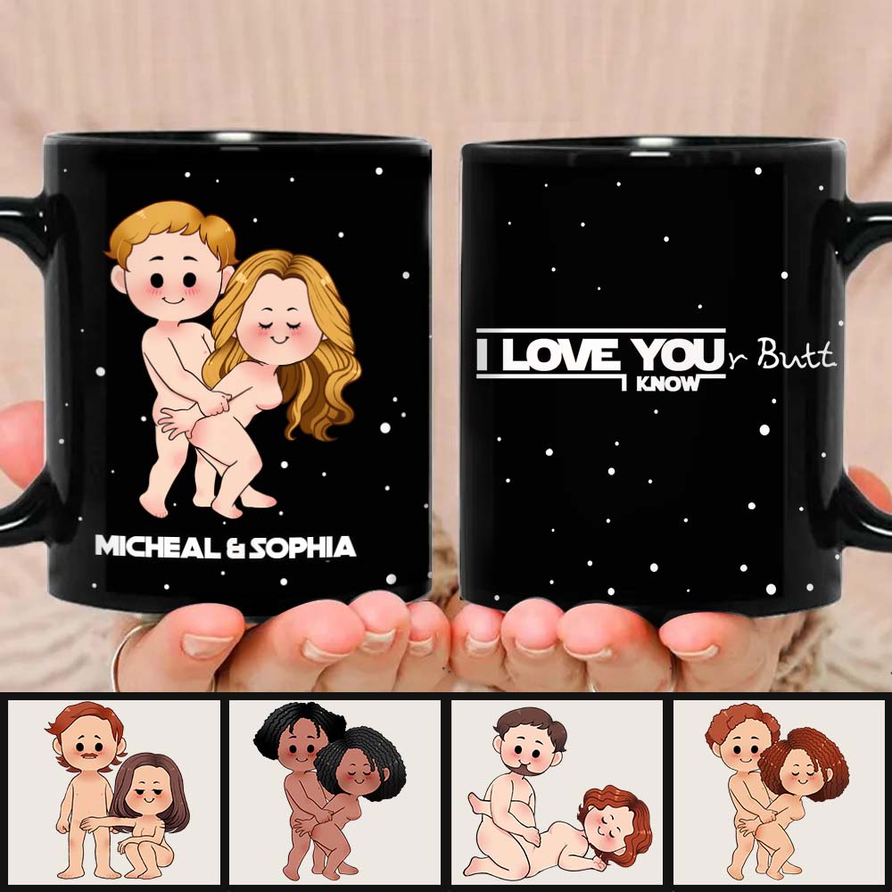 Personalized Black Coffee Mug Custom Couple Names Gift Idea